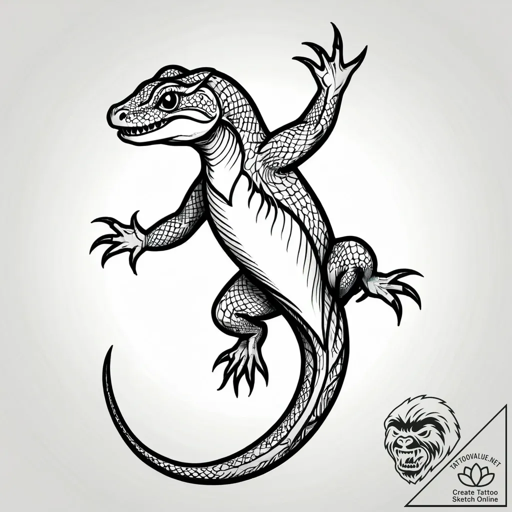 Salamander, tattoo drawing outline, sketch ta... - style Jagger Old - tattoo sketch (06.11.2025 02:58)