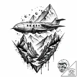 An agile airship navigating through a narrow… – style Jaeger Mini – tattoo sketch (06.11.2025 03:13)