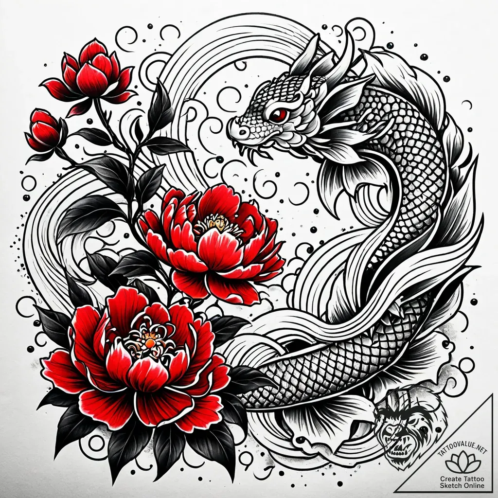 Peonies in full bloom, with a single honeybee... - style Jaeger Simple - tattoo sketch (06.11.2025 03:28)