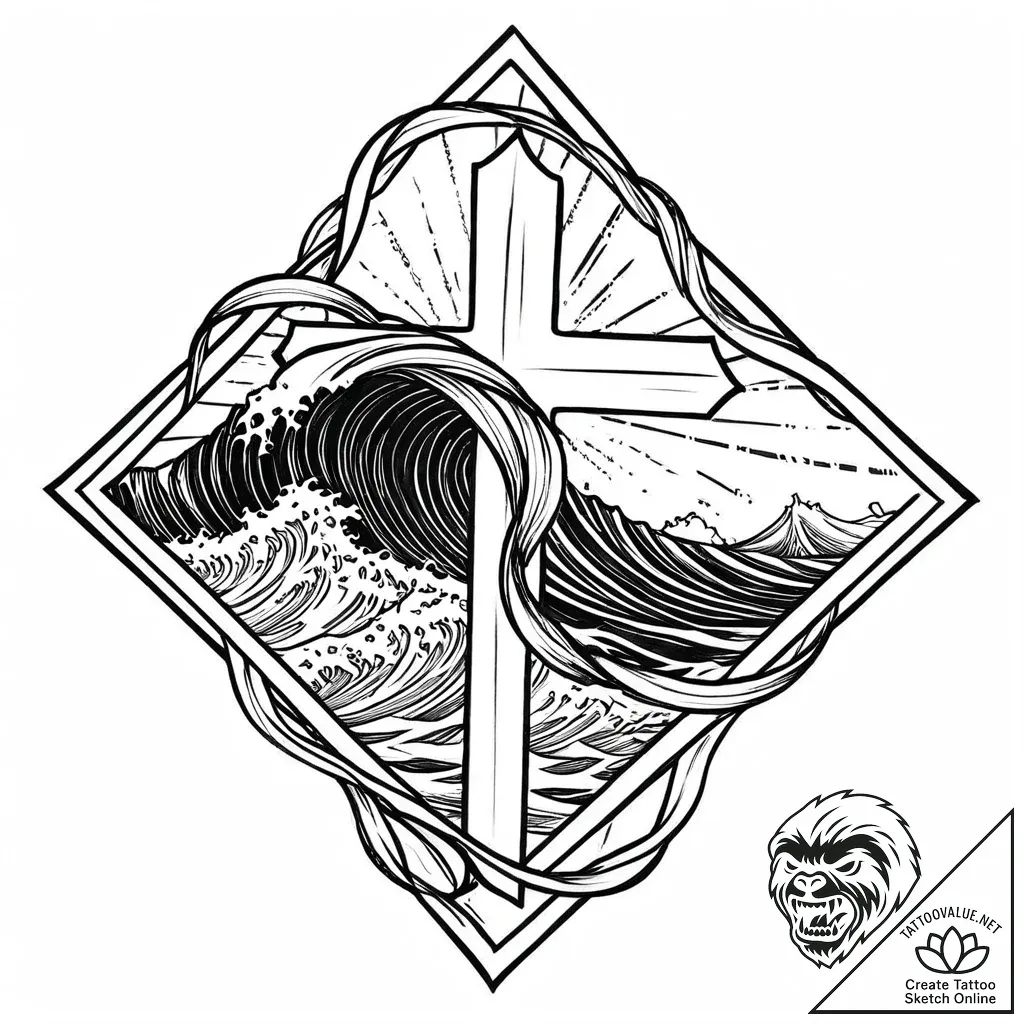 Eskizto, tattoo sketch, bruce in abstract oce... - style Jaeger Mini - tattoo sketch (06.11.2025 03:33)