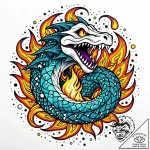 Ghost serpent devouring celestial flame, tatt… – style Jaeger Mini – tattoo sketch (06.11.2025 03:53)