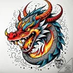 Tattoo sketch, mushu breathing fire with cart… – style Jaeger Simple – tattoo sketch (06.11.2025 04:08)