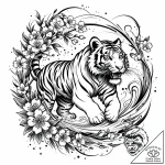 Tattoo sketch, tiger surrounded by swirling s… – style Jaeger Mini – tattoo sketch (06.11.2025 04:33)