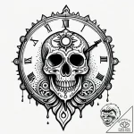 Tattoo sketch, skull overlaid with antique cl… – style Jagger Old – tattoo sketch (06.11.2025 04:38)