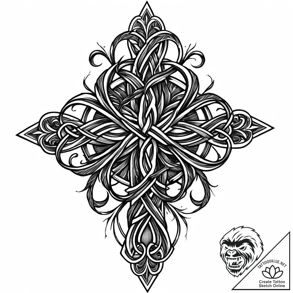 Knot of roots through bone relic, tattoo flas... - style Jaeger Mini - tattoo sketch (06.11.2025 05:13)