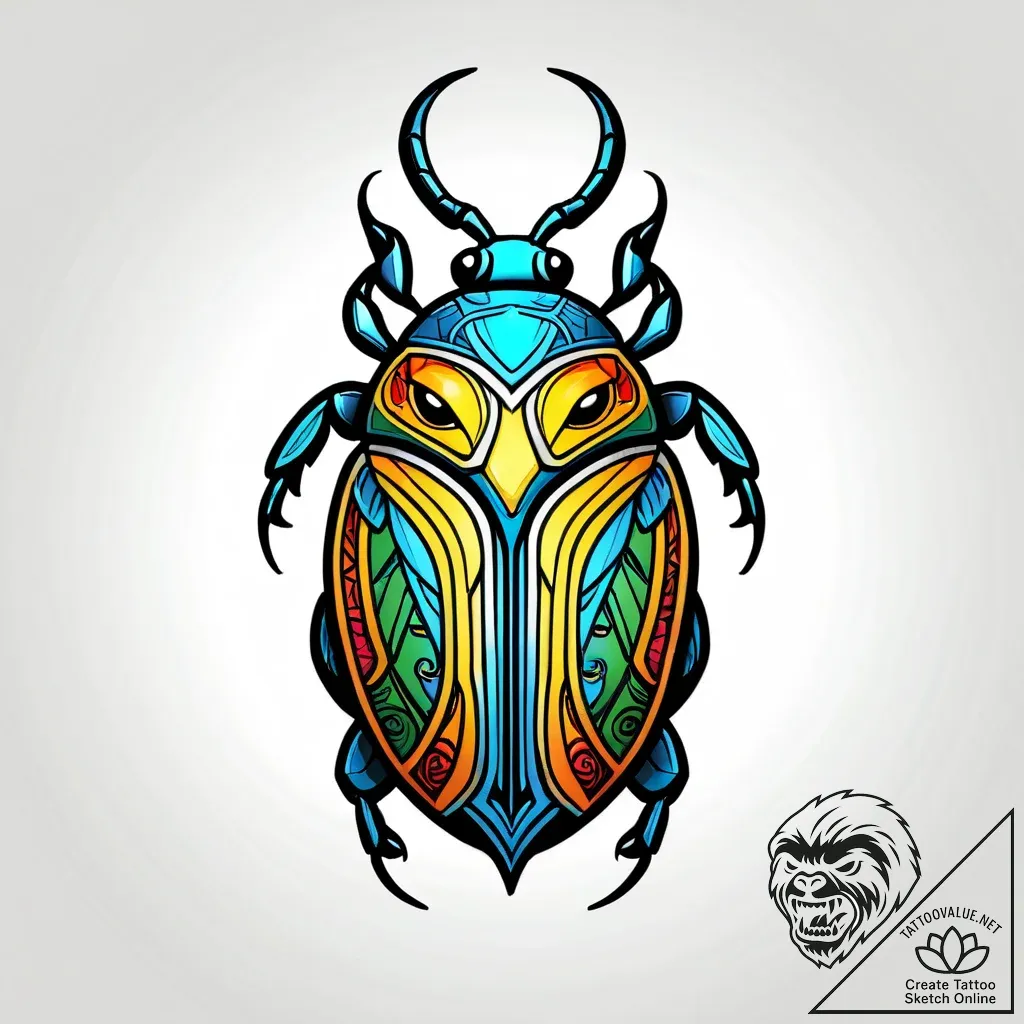 Scarab, tattoo sketch design, new school tatt... - style Jagger Old - tattoo sketch (06.11.2025 05:38)
