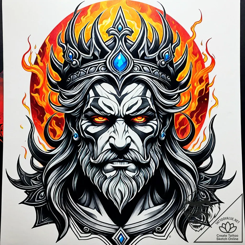 Tat tattoo sketch, realistic portrait of hade... - style Jaeger Simple - tattoo sketch (06.11.2025 05:48)