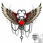 Gilded wings wrapped in chains, artistic tatt… – style Jaeger Mini – tattoo sketch (06.11.2025 05:53)