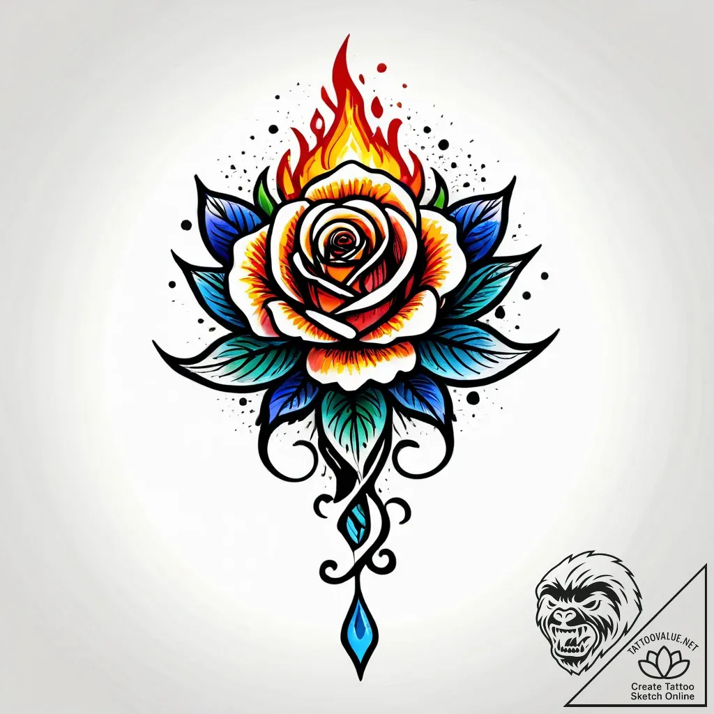 Burning rose dripping embers, concept art for... - style Jagger Old - tattoo sketch (06.11.2025 05:58)