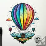 A whimsical balloon floating over a serene la… – style Jaeger Simple – tattoo sketch (06.11.2025 06:08)