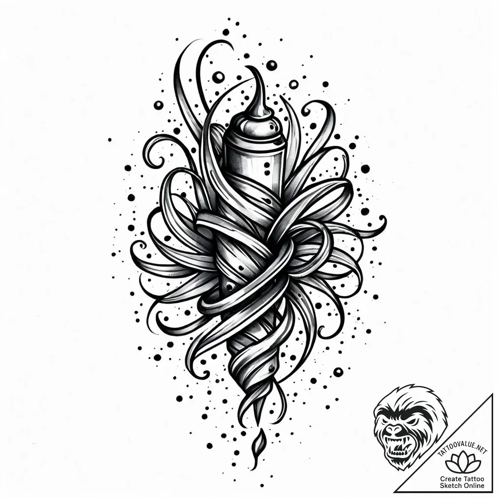 C, tattoo flash sheet design, watercolor tatt... - style Jaeger Mini - tattoo sketch (06.11.2025 06:13)