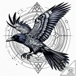 Atomic raven glitching through space, tattoo… – style Jaeger Simple – tattoo sketch (06.11.2025 06:48)