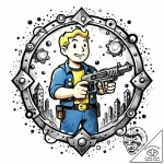Vault boy (from fallout), tattoo sketch desig… – style Jaeger Mini – tattoo sketch (06.11.2025 06:53)