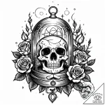 Bell jar containing a miniature, dying galaxy… – style Jaeger Mini – tattoo sketch (06.11.2025 07:33)