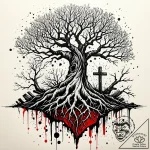Tree roots binding shattered relic, concept a… – style Jaeger Simple – tattoo sketch (06.11.2025 08:08)