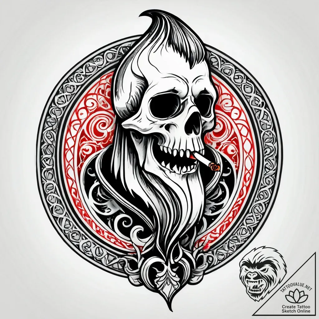 Smoking pipe with smoke forming a ghost, conc... - style Jagger Old - tattoo sketch (06.11.2025 08:38)
