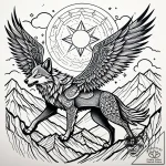 Tattoo sketch, winged wolf soaring above moun… – style Jaeger Simple – tattoo sketch (06.11.2025 08:48)