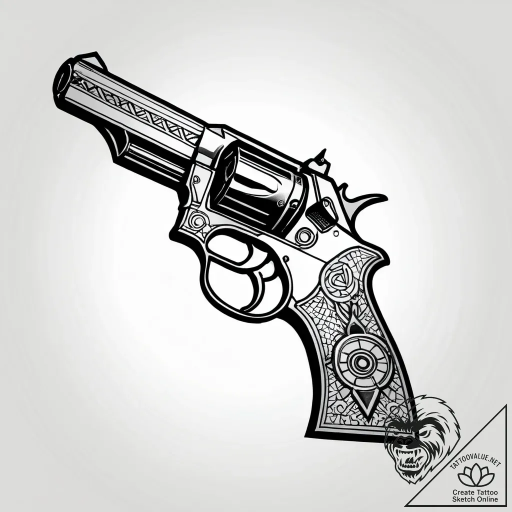 Deckard's pistol from blade runner, tattoo li... - style Jagger Old - tattoo sketch (06.11.2025 08:58)