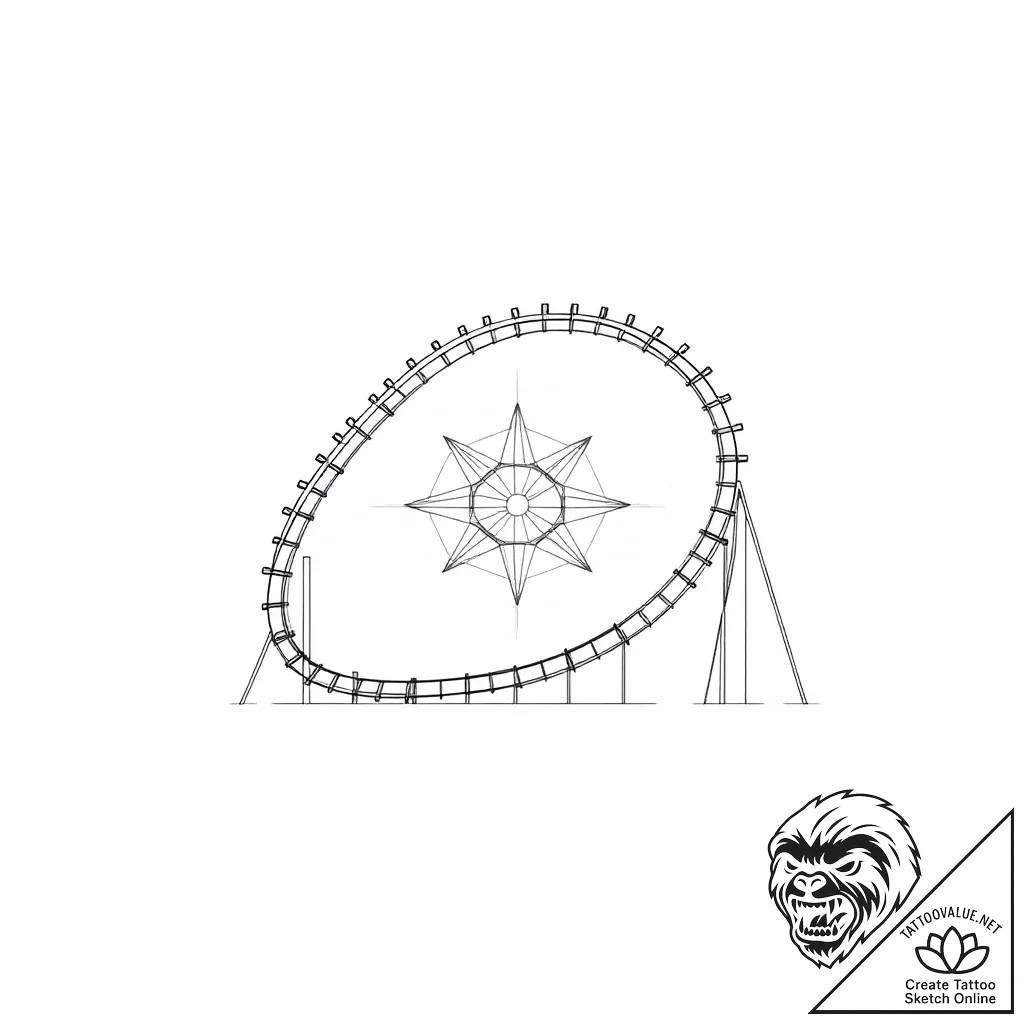 Rollercoaster, concept art for tattoo, minima... - style Flux Inscriptions - tattoo sketch (06.11.2025 09:03)