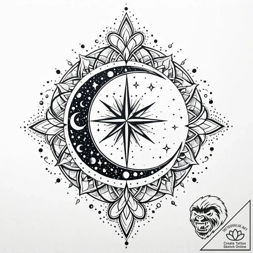 Moon, artistic tattoo sketch, vibrant colors,... - style Jaeger Mini - tattoo sketch (06.11.2025 09:13)