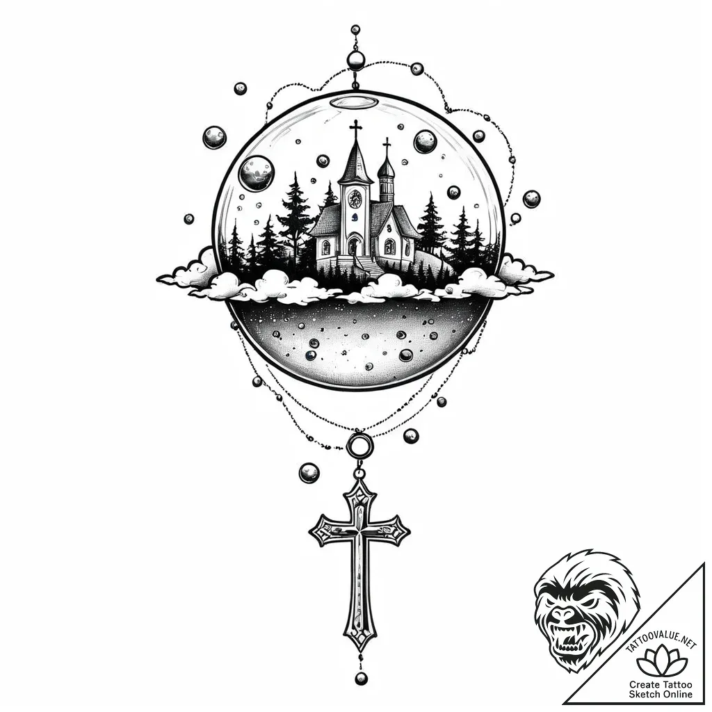 A whimsical bubble floating across sky, free,... - style Jaeger Mini - tattoo sketch (06.11.2025 09:33)