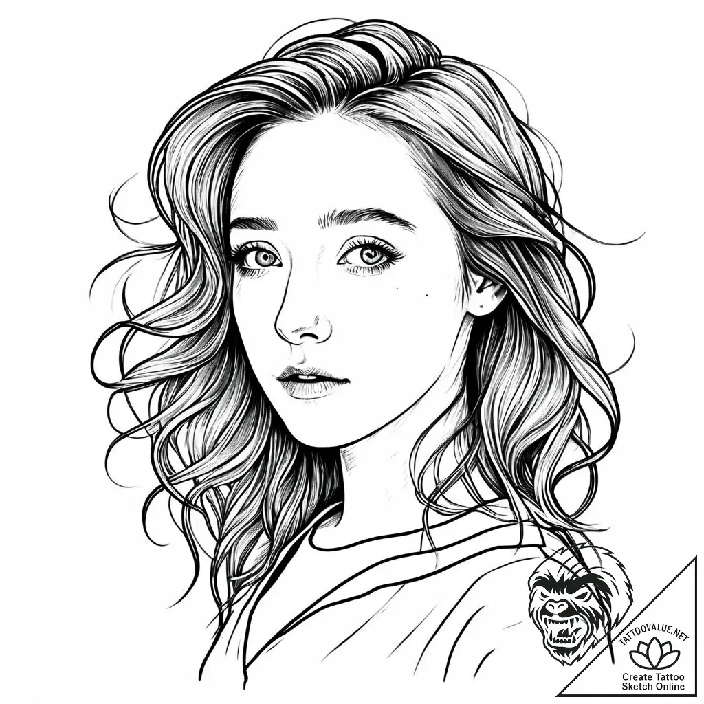 Tat tattoo sketch, saoirse with glowing hair... - style Jaeger Mini - tattoo sketch (06.11.2025 10:13)
