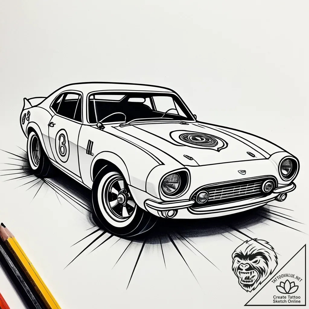 Eskizto, tattoo sketch, lightning mcqueen clo... - style Jaeger Simple - tattoo sketch (06.11.2025 10:28)