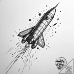 A powerful blast off rocket, space exploratio… – style Jaeger Simple – tattoo sketch (06.11.2025 10:48)