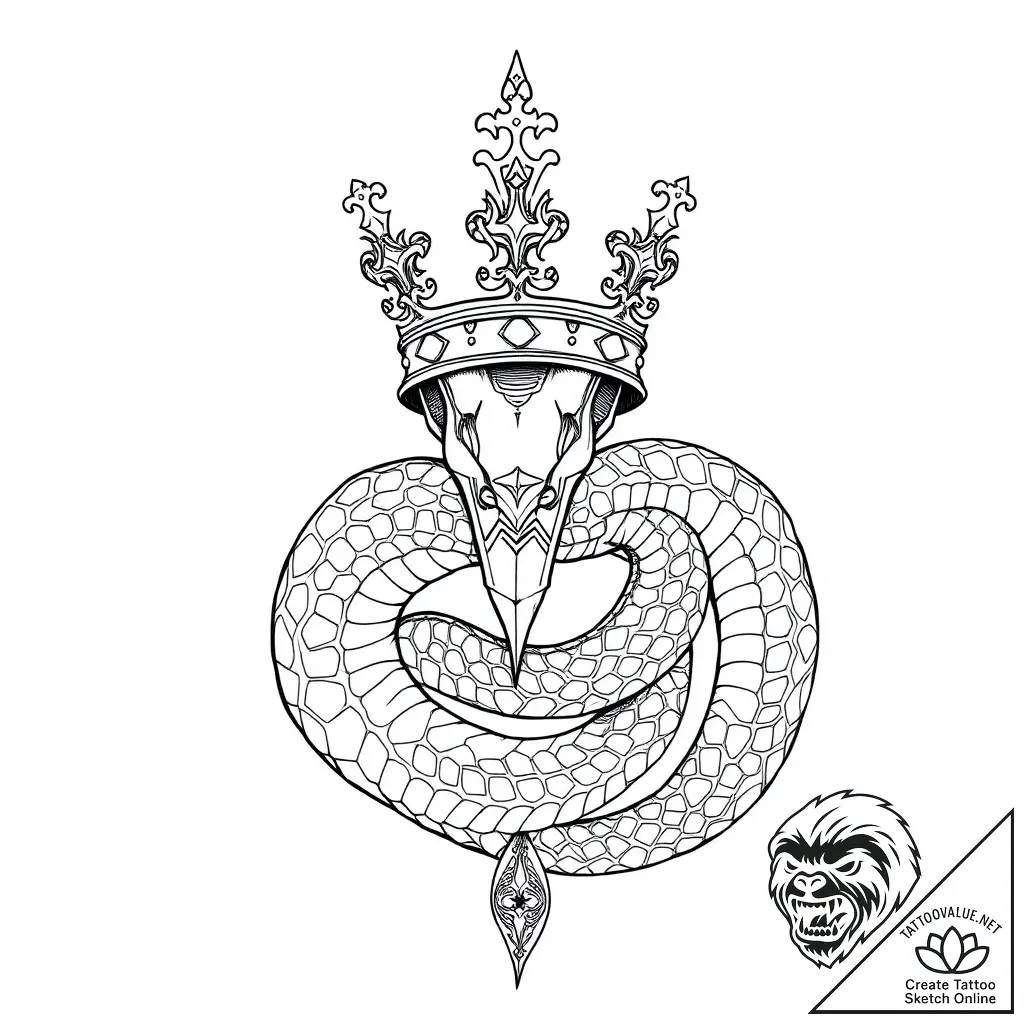 Blood serpent coiled around crown, concept ar... - style Flux Inscriptions - tattoo sketch (06.11.2025 11:23)