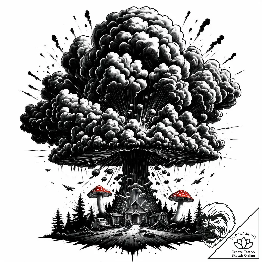 Mushroom cloud - style Jaeger Mini - tattoo sketch (06.11.2025 11:53)