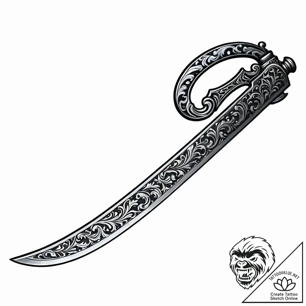 A straight razor (is there, but can be ornate... - style Jaeger Mini - tattoo sketch (06.11.2025 12:13)