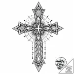I, tattoo drawing outline, detailed cross-hat… – style Jaeger Mini – tattoo sketch (06.11.2025 12:53)