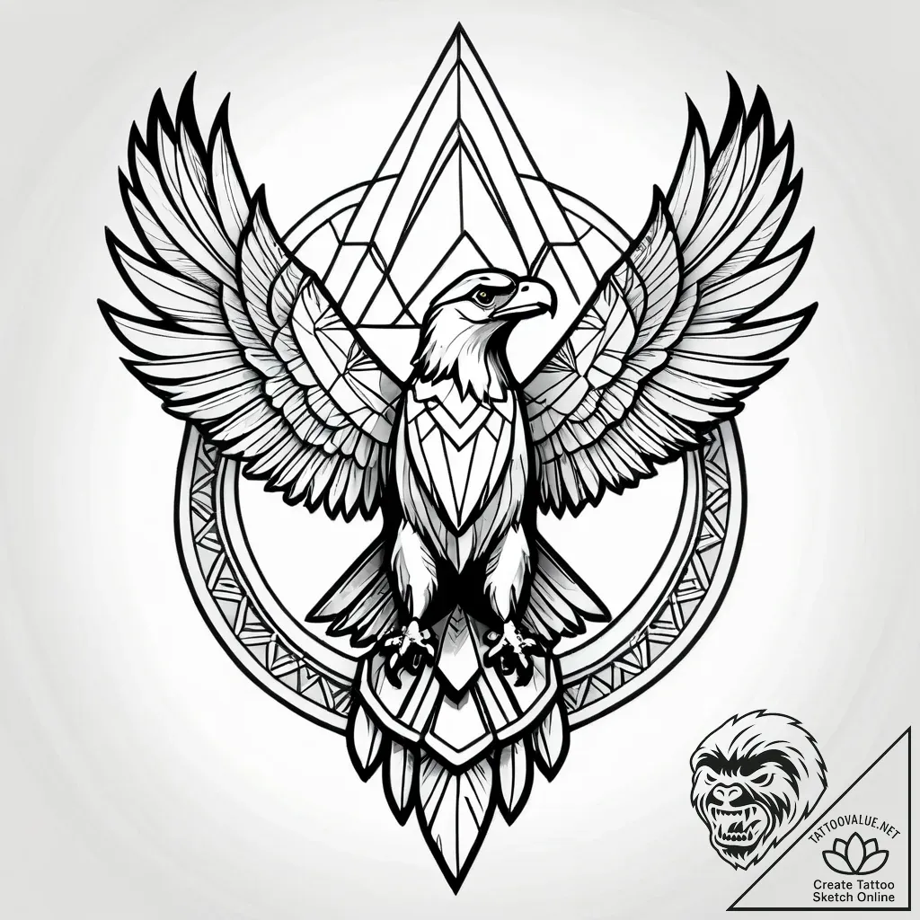 Tattoo sketch, spirit standing on rock with e... - style Jagger Old - tattoo sketch (06.11.2025 12:58)