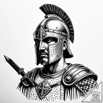 Roman legionary, concept art for tattoo, clea… – style Jaeger Simple – tattoo sketch (06.11.2025 13:08)