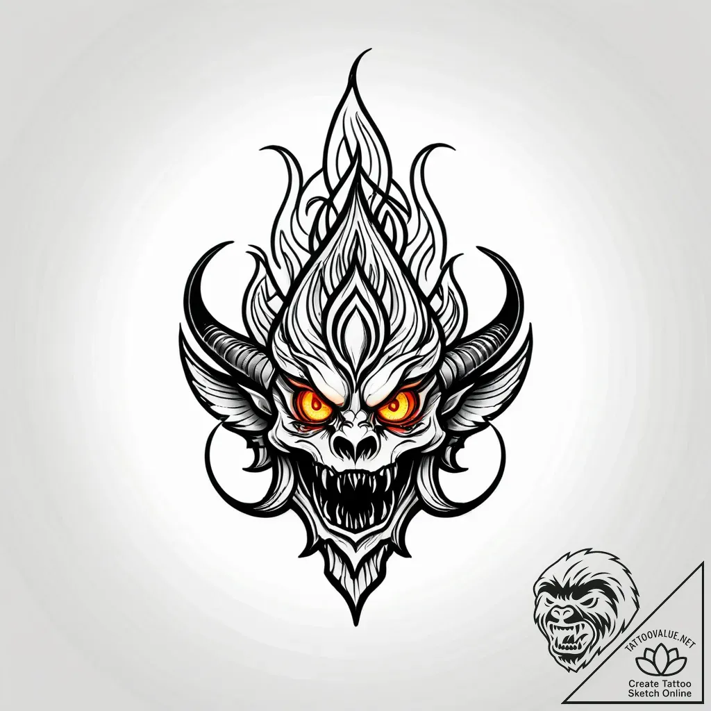 Tattoo sketch, calcifer the fire demon with g... - style Jagger Old - tattoo sketch (06.11.2025 13:18)