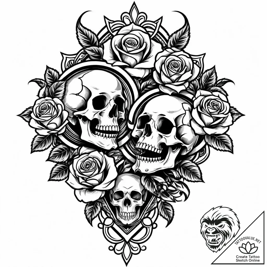 Hollow mirror swallowing reflection, ink illu... - style Jaeger Mini - tattoo sketch (06.11.2025 13:33)