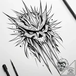 Kimono sleeve torn by spectral claws, artisti… – style Jaeger Simple – tattoo sketch (06.11.2025 13:48)