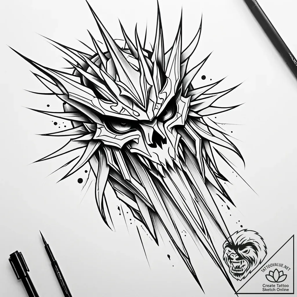 Kimono sleeve torn by spectral claws, artisti... - style Jaeger Simple - tattoo sketch (06.11.2025 13:48)