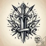 Dagger reflected in shattered mirror, tattoo… – style Jaeger Simple – tattoo sketch (06.11.2025 14:08)