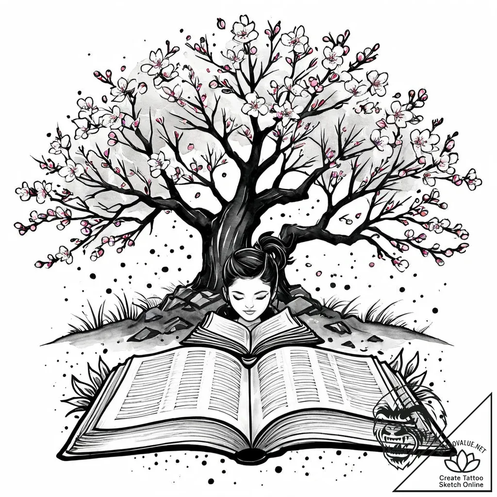 Tat tattoo sketch, college student reading be... - style Jaeger Mini - tattoo sketch (06.11.2025 14:13)