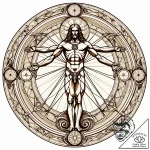 Da vinci’s vitruvian man, a symbol of harmony… – style Jaeger Simple – tattoo sketch (06.11.2025 14:28)