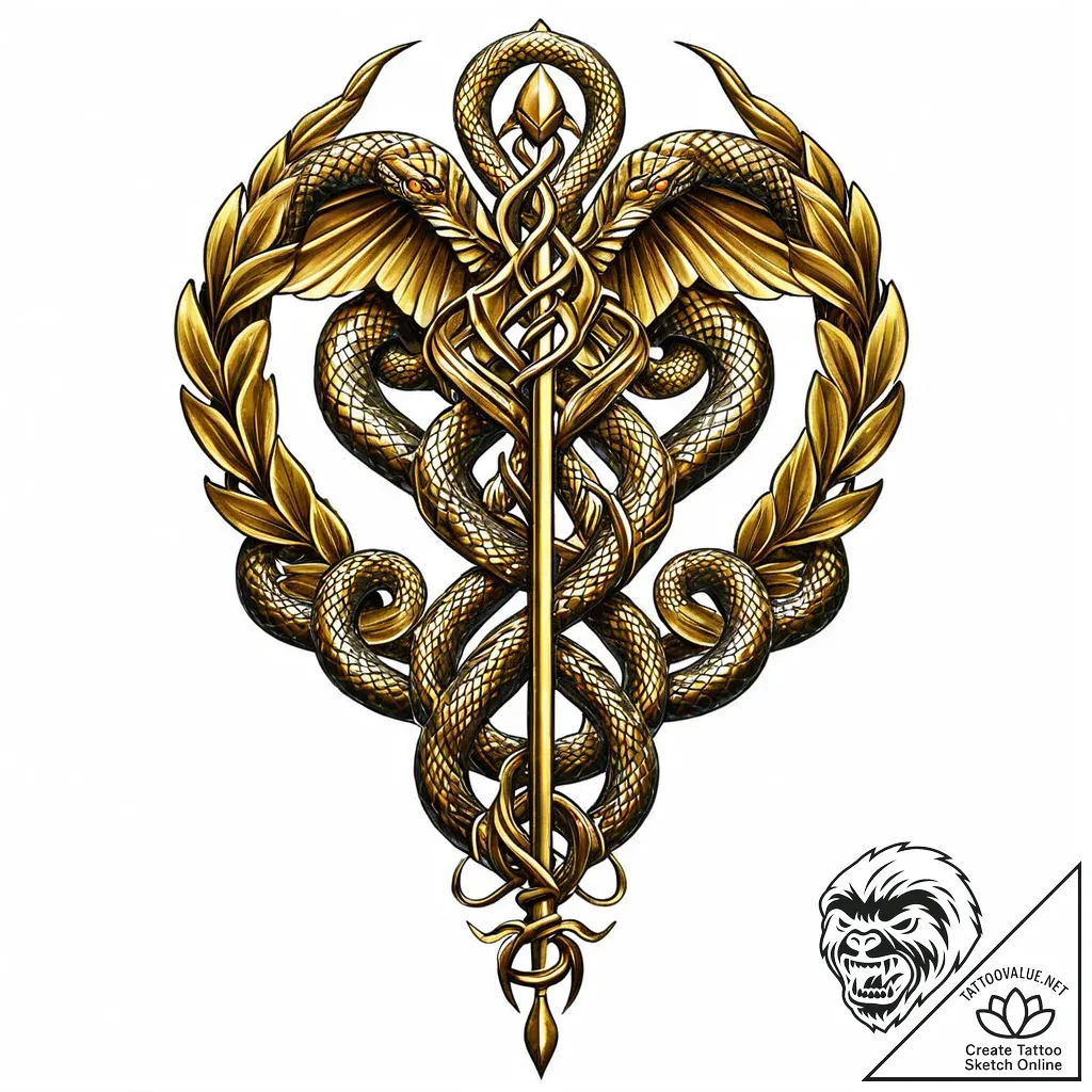 Caduceus - style Jaeger Mini - tattoo sketch (06.11.2025 14:33)