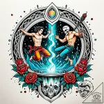 Tattoo sketch, luca and alberto jumping into… – style Jaeger Simple – tattoo sketch (06.11.2025 15:08)