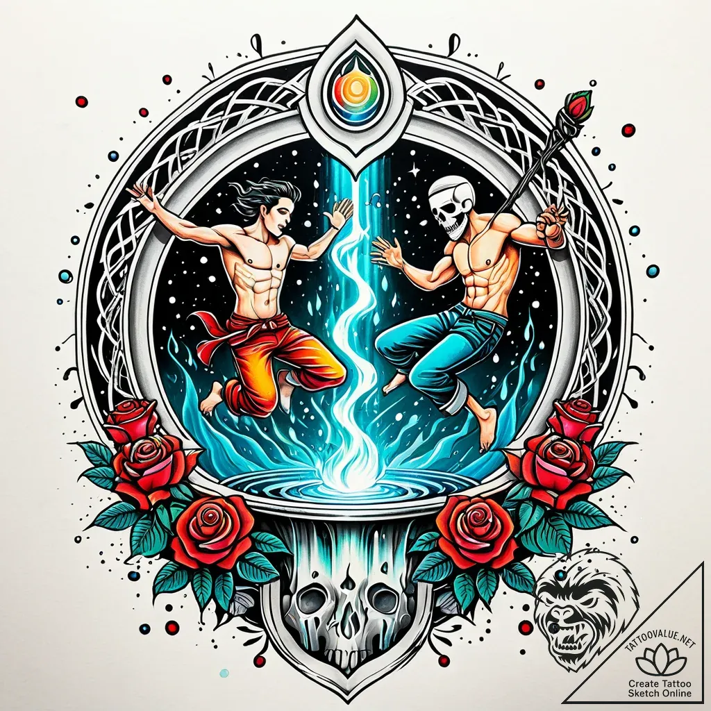 Tattoo sketch, luca and alberto jumping into... - style Jaeger Simple - tattoo sketch (06.11.2025 15:08)