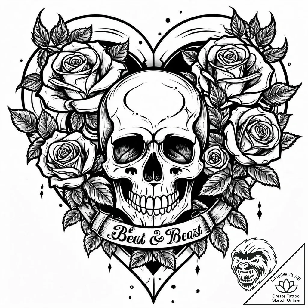 Motorcycle engine morphing into a beast's hea... - style Jaeger Mini - tattoo sketch (06.11.2025 15:13)