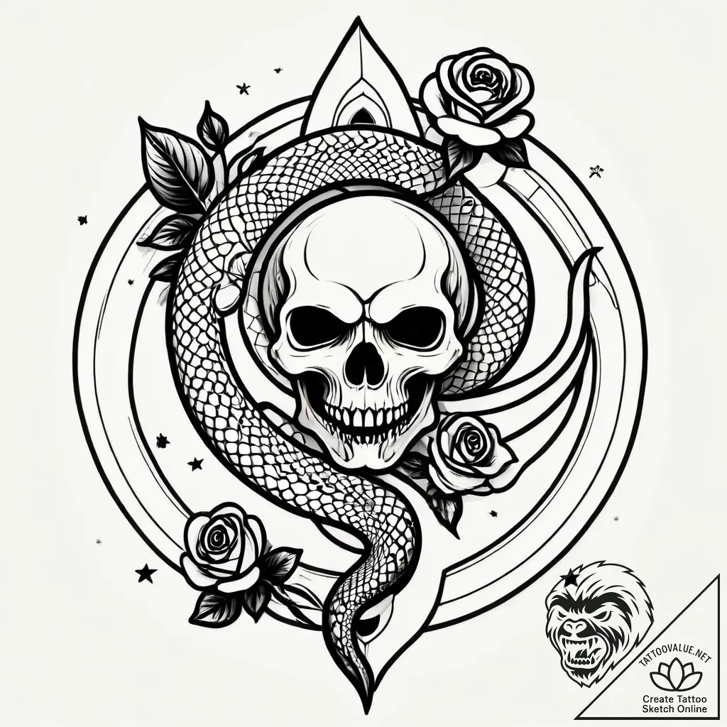 Night serpent beneath celestial rift, tattoo... - style Jagger Old - tattoo sketch (06.11.2025 15:18)