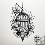 Orchid blooming through bone cage, concept ar… – style Jaeger Simple – tattoo sketch (07.11.2025 06:08)