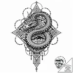 Ice serpent wrapping skeletal hand, tattoo sk… – style Jaeger Mini – tattoo sketch (07.11.2025 08:53)
