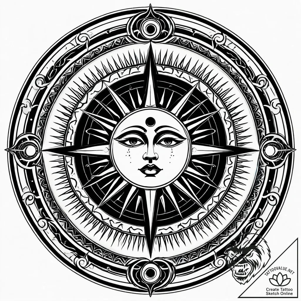 Black sun (symbol) - style Jaeger Simple - tattoo sketch (07.11.2025 09:08)