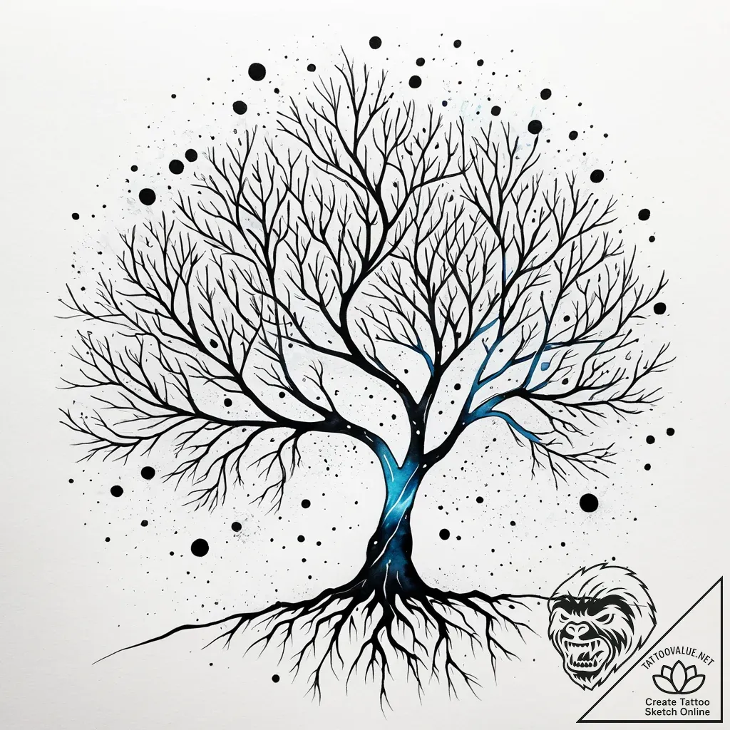 Ethereal tree under starlit sky, artistic tat... - style Jaeger Simple - tattoo sketch (07.11.2025 10:28)